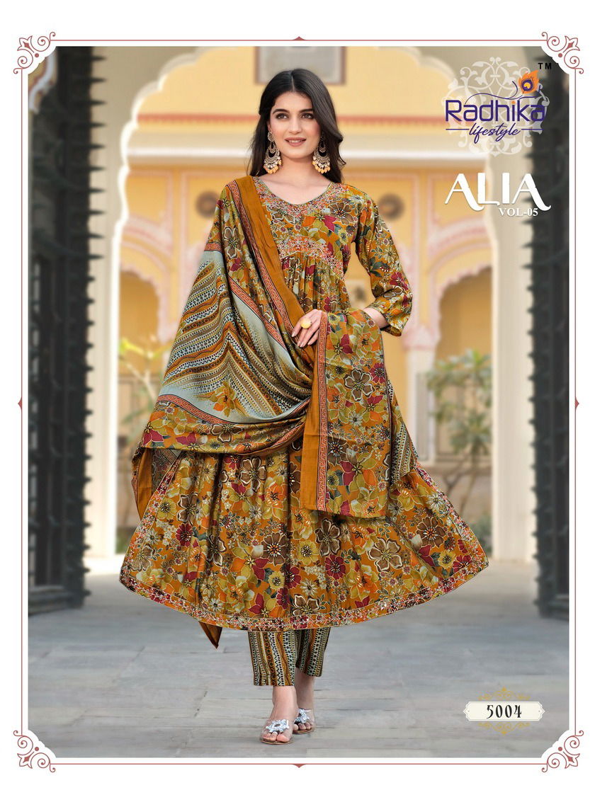 Alia Vol 5 By Radhika Alia Cut Kurti With Bottom Dupatta Catalog